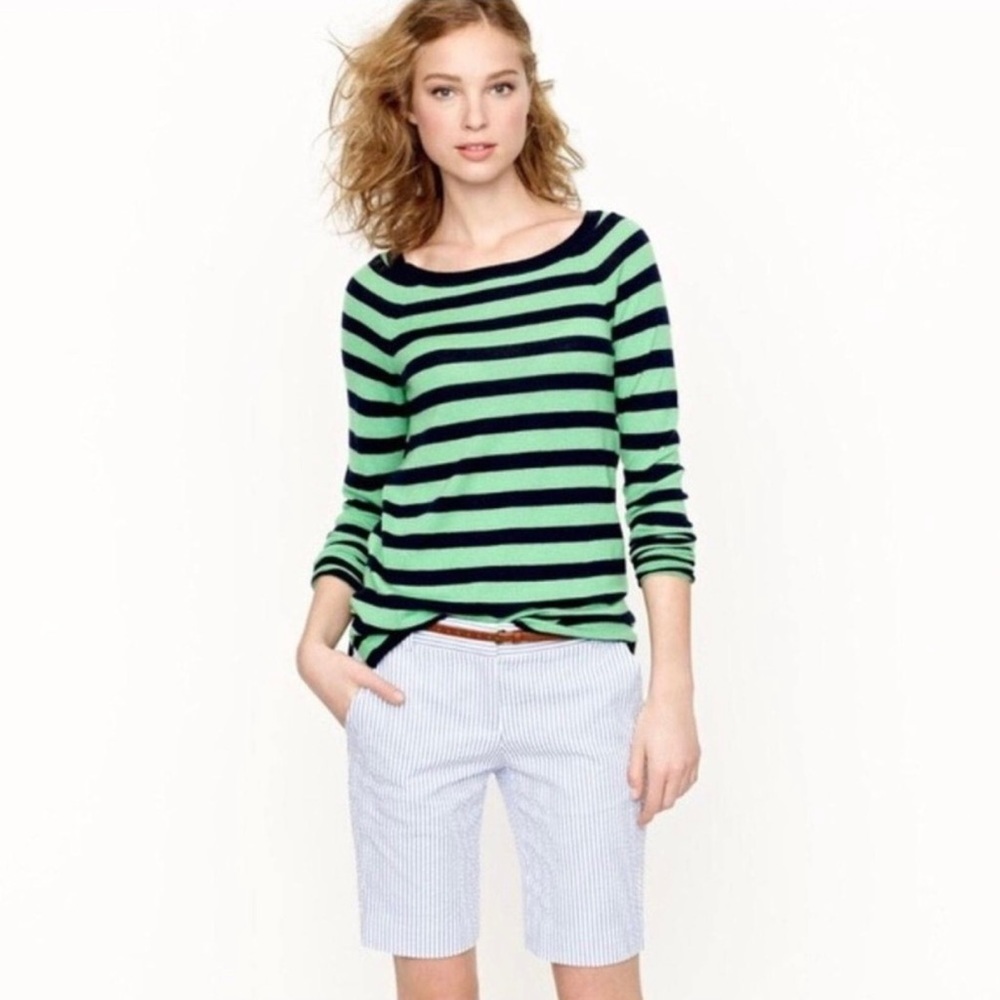 NWT *J. CREW* Factory Bermuda Shorts … *SEERSUCKER* Blue•White Striped … Size: 4